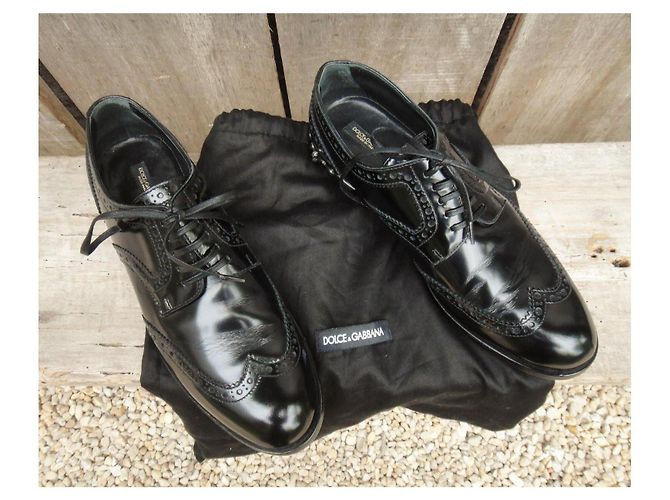 Scarpe stringate Dolce & Gabbana in vernice nera 37.5 IT Nero - vista 9