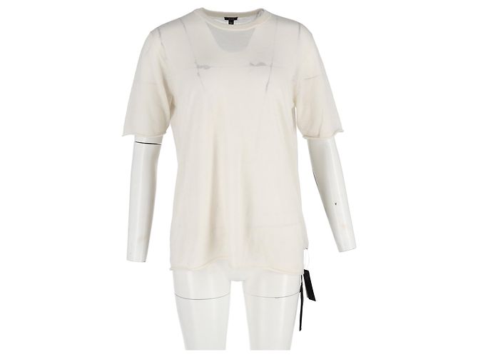 Camiseta de cuello redondo Joseph en lana marfil Blanco Crudo - vista 4