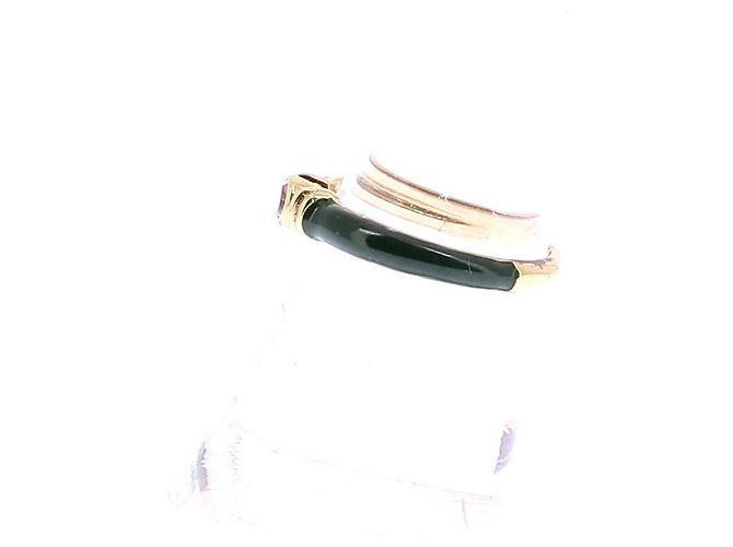 Autre Marque Grüne Emaille-Ring "Kiki" Golden - Ansicht 4