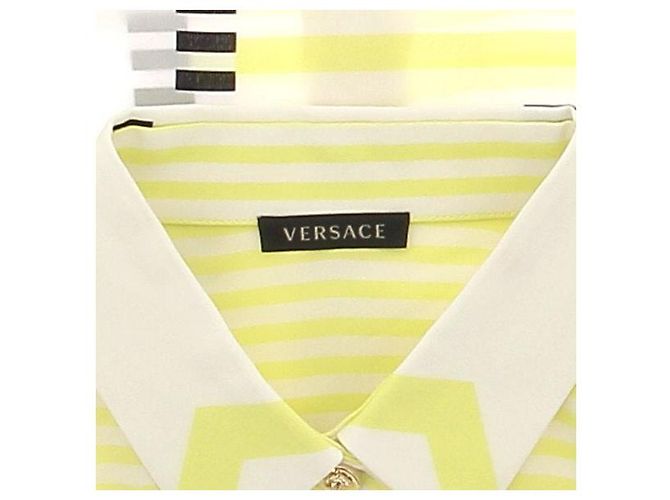 Camicia Versace in seta stampata gialla e nera Giallo - vista 5