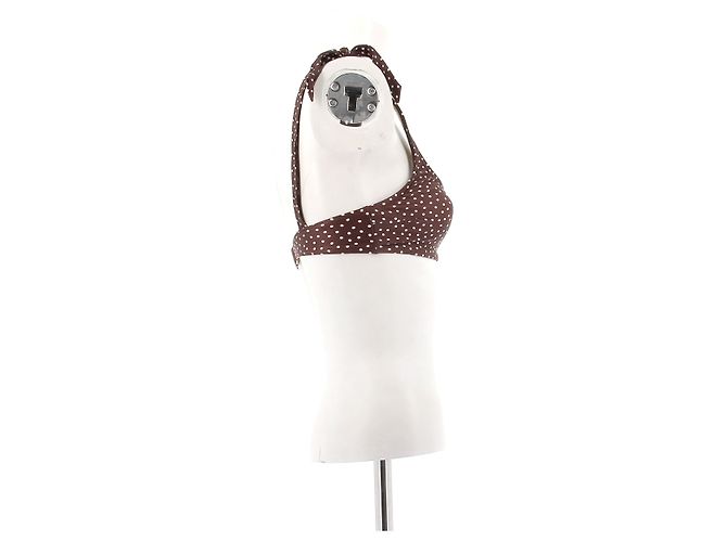 Autre Marque Top de bikini de lunares Castaño - vista 3