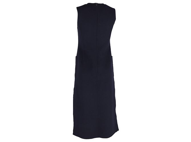 Abito midi con spacco laterale e tasche in lana blu navy Max Mara - vista 3
