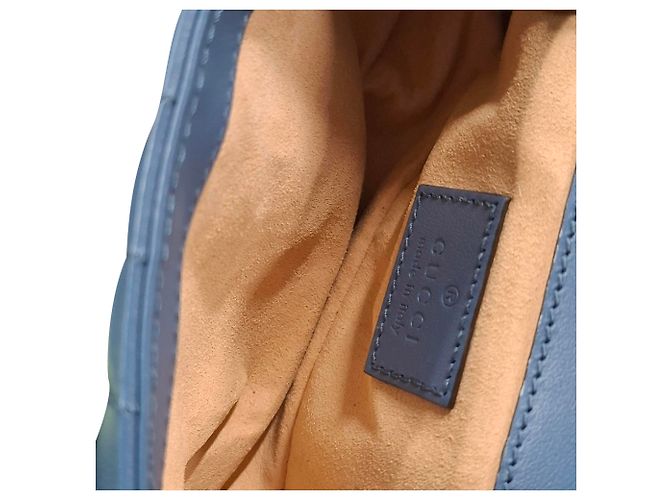 Borsa a Spalla Gucci Super Mini Aria Marmont Matelassé Blu Blu chiaro - vista 10
