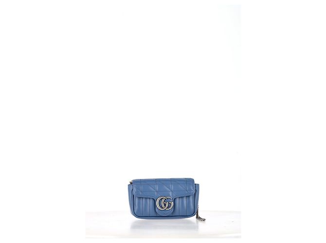 Borsa a Spalla Gucci Super Mini Aria Marmont Matelassé Blu Blu chiaro - vista 11