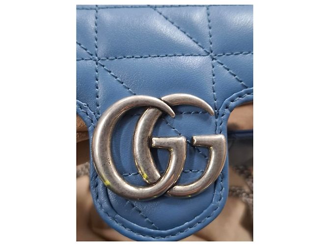 Borsa a Spalla Gucci Super Mini Aria Marmont Matelassé Blu Blu chiaro - vista 16