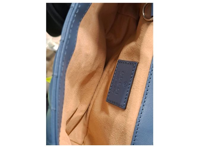 Borsa a Spalla Gucci Super Mini Aria Marmont Matelassé Blu Blu chiaro - vista 20
