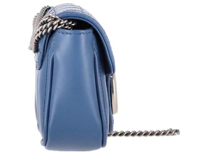 Borsa a Spalla Gucci Super Mini Aria Marmont Matelassé Blu Blu chiaro - vista 3