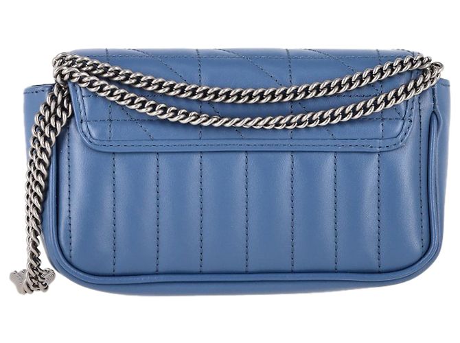 Borsa a Spalla Gucci Super Mini Aria Marmont Matelassé Blu Blu chiaro - vista 4