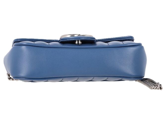 Borsa a Spalla Gucci Super Mini Aria Marmont Matelassé Blu Blu chiaro - vista 5