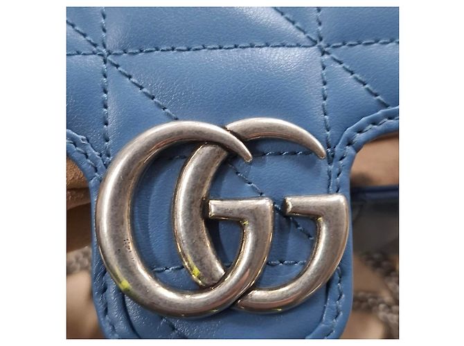 Borsa a Spalla Gucci Super Mini Aria Marmont Matelassé Blu Blu chiaro - vista 6