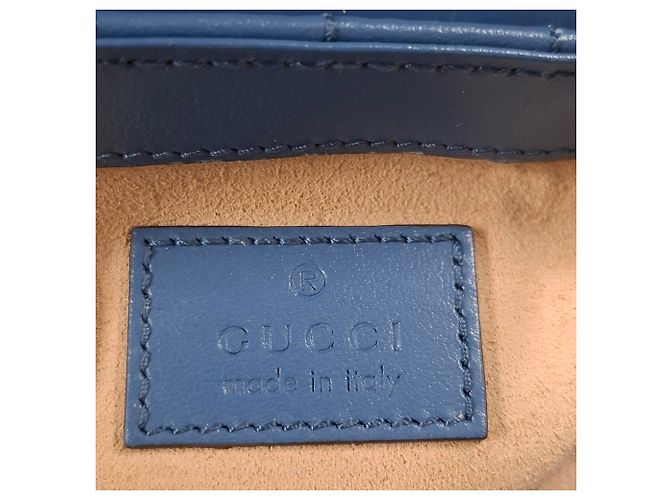 Borsa a Spalla Gucci Super Mini Aria Marmont Matelassé Blu Blu chiaro - vista 8
