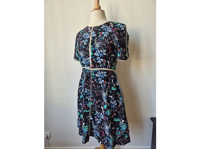 Vestido corto de seda estampado, The Kooples - vista 2