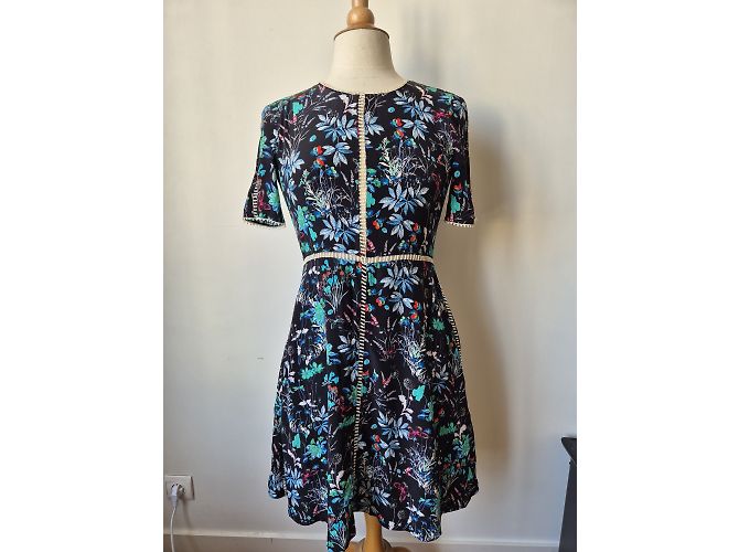 Vestido corto de seda estampado, The Kooples - vista 3