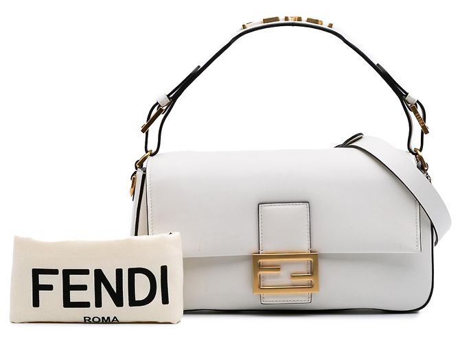 Borsa Baguette convertibile in pelle bianca Fendi - vista 10