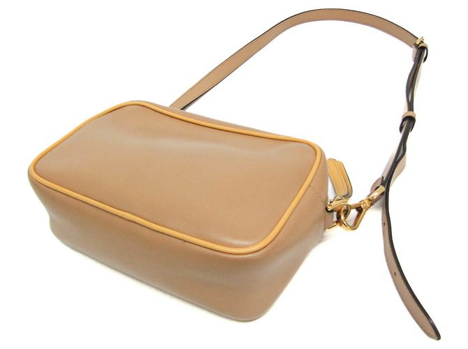 Bolsa de ombro de couro feminina Fendi Pochette Cam 8BS019 Bege Amarelo - vista 2