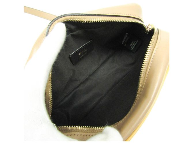 Bolsa de ombro de couro feminina Fendi Pochette Cam 8BS019 Bege Amarelo - vista 3