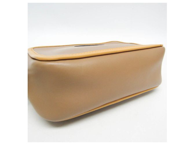 Bolsa de ombro de couro feminina Fendi Pochette Cam 8BS019 Bege Amarelo - vista 5