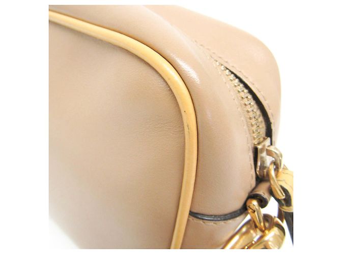 Bolsa de ombro de couro feminina Fendi Pochette Cam 8BS019 Bege Amarelo - vista 6