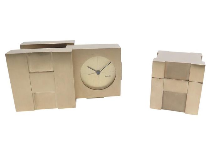 Hermès VINTAGE SET HERMES UHR + CUBISCHER TISCHFEUERZEUG GOLDPLATIERT - Ansicht 2
