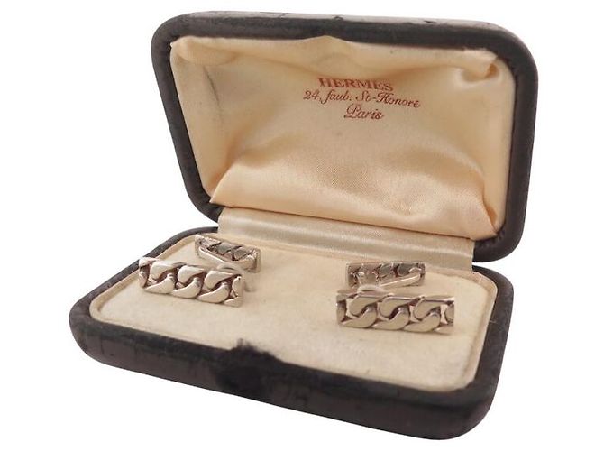 Hermès BOTTONI DA POLSO HERMES GOURMETTE ARGENTO MASSICCIO 925 ECRIN VINTAGE - vista 11
