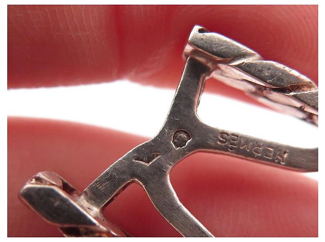 Hermès BOTTONI DA POLSO HERMES GOURMETTE ARGENTO MASSICCIO 925 ECRIN VINTAGE - vista 7