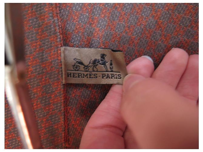 Hermès OMBRELLO VINTAGE HERMES MONOGRAMMATO H ARANCIONE MANICO IN LEGNO OMBRELLO IN CANVAS - vista 4