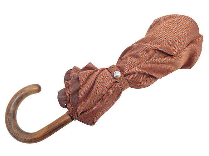 Hermès OMBRELLO VINTAGE HERMES MONOGRAMMATO H ARANCIONE MANICO IN LEGNO OMBRELLO IN CANVAS - vista 8