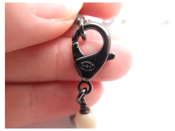 COLLANA CHANEL SAUTOIR DI PERLE LOGO CC 160CM NERE BIANCHE Argento - vista 4