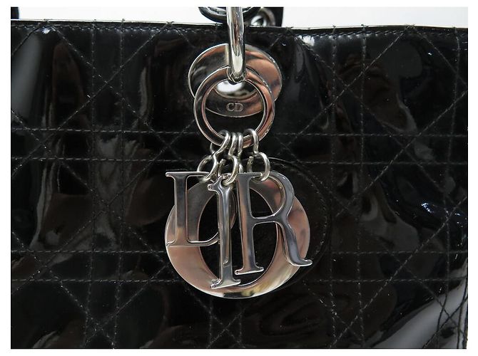 BORSA A MANO CHRISTIAN DIOR LADY DIOR GRANDE IN PELLE CANNAGE LUCIDA NERA - vista 5