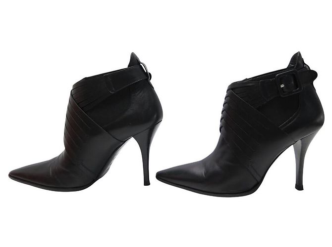 Hermès HERMES SCHUHE SPITZES FERSENSTIEFEL 35.5 SCHWARZES LEDER +BOX - Ansicht 2