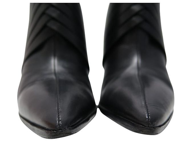 Hermès HERMES SCHUHE SPITZES FERSENSTIEFEL 35.5 SCHWARZES LEDER +BOX - Ansicht 4