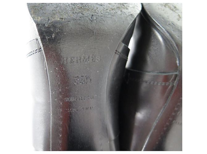 Hermès HERMES SCHUHE SPITZES FERSENSTIEFEL 35.5 SCHWARZES LEDER +BOX - Ansicht 7