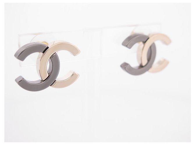 ORECCHINI CHANEL LOGO CC BICOLOR IN METALLO NERO E ORO D'oro - vista 3