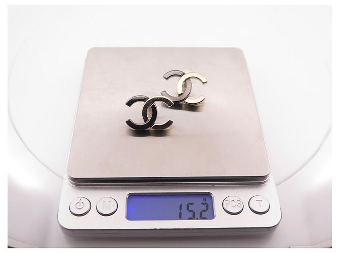 ORECCHINI CHANEL LOGO CC BICOLOR IN METALLO NERO E ORO D'oro - vista 7
