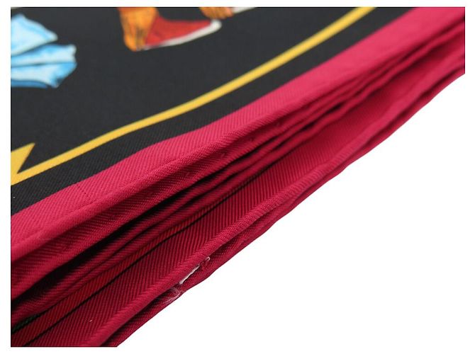 Hermès SCARF HERMES KACHINAS KERMIT OLIVER 90 NERO SETA + SCATOLA Multicolore - vista 10