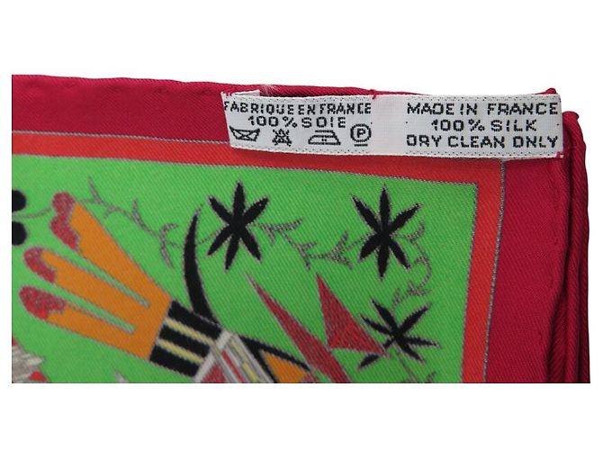 Hermès SCARF HERMES KACHINAS KERMIT OLIVER 90 NERO SETA + SCATOLA Multicolore - vista 11