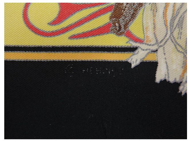 Hermès SCARF HERMES KACHINAS KERMIT OLIVER 90 NERO SETA + SCATOLA Multicolore - vista 8