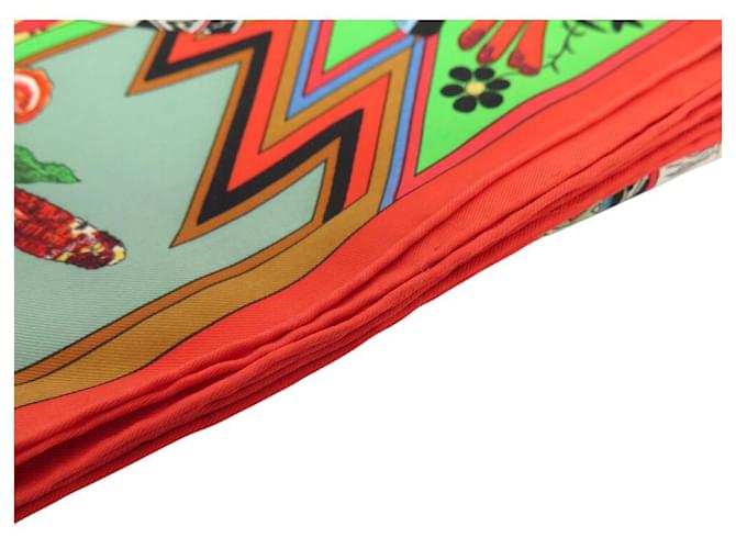 Hermès FULAR HERMES KACHINAS KERMIT OLIVER 90 SETA MULTICOLOR Multicolore - vista 12