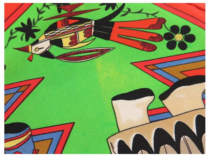 Hermès FULAR HERMES KACHINAS KERMIT OLIVER 90 SETA MULTICOLOR Multicolore - vista 13