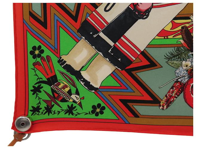 Hermès FULAR HERMES KACHINAS KERMIT OLIVER 90 SETA MULTICOLOR Multicolore - vista 5