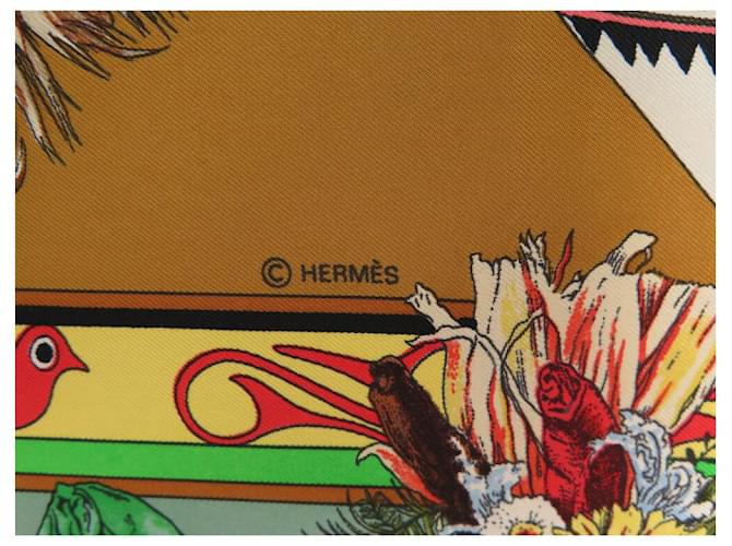 Hermès FULAR HERMES KACHINAS KERMIT OLIVER 90 SETA MULTICOLOR Multicolore - vista 8