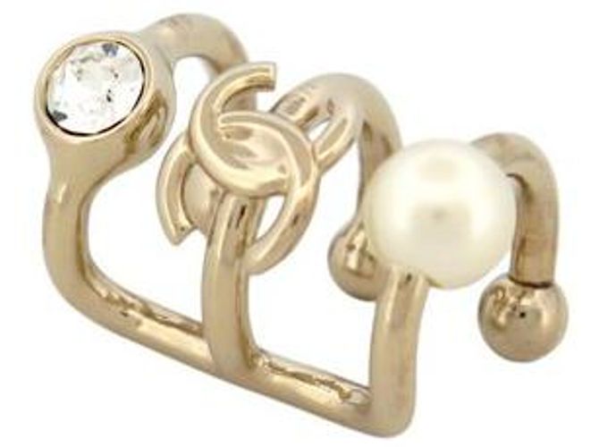 NUOVE ORECCHINI A CAVO CHANEL LOGO CC PERLA STRASS IN METALLO DORATO D'oro - vista 2