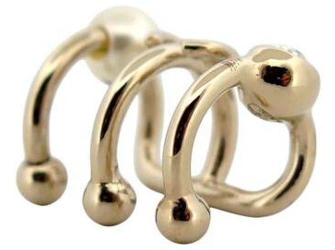 NUOVE ORECCHINI A CAVO CHANEL LOGO CC PERLA STRASS IN METALLO DORATO D'oro - vista 4