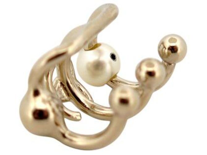 NUOVE ORECCHINI A CAVO CHANEL LOGO CC PERLA STRASS IN METALLO DORATO D'oro - vista 5