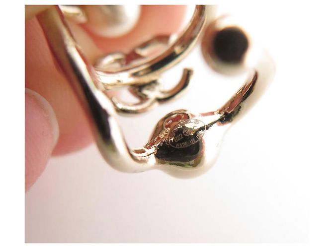 NUOVE ORECCHINI A CAVO CHANEL LOGO CC PERLA STRASS IN METALLO DORATO D'oro - vista 7