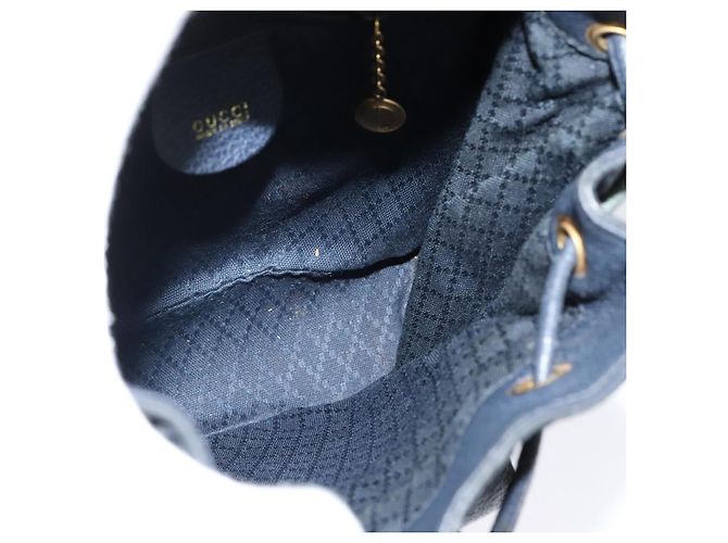 Bamboo Zaino GUCCI in pelle scamosciata blu navy e oro 003 1956 0030 Auth BA1984 D'oro - vista 19