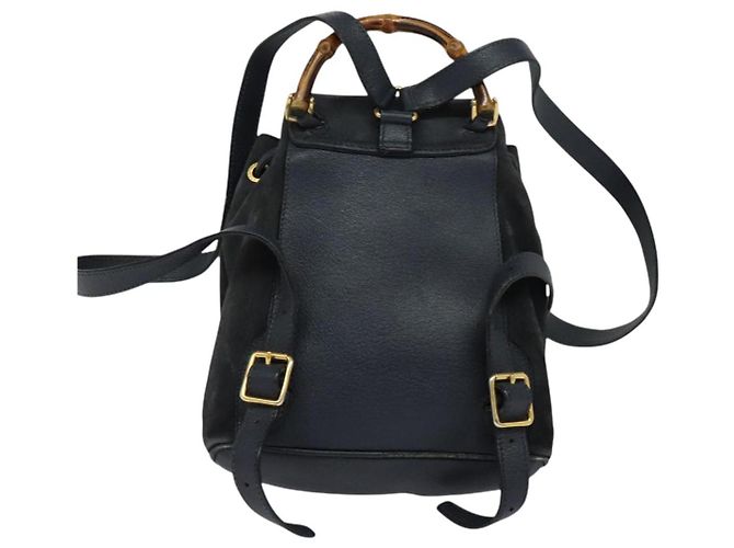 Bamboo Zaino GUCCI in pelle scamosciata blu navy e oro 003 1956 0030 Auth BA1984 D'oro - vista 2