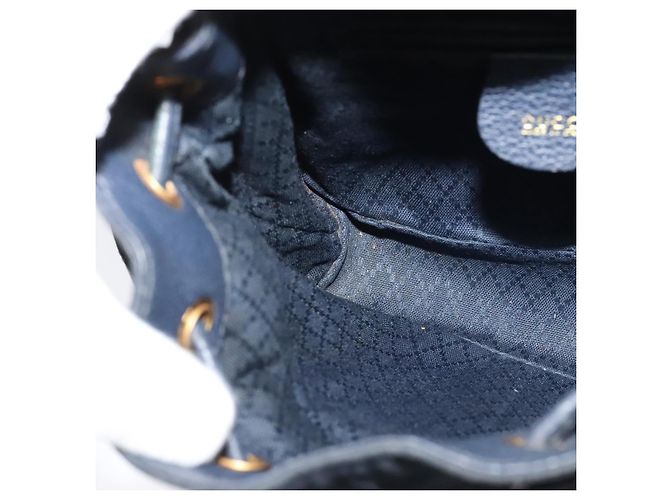 Bamboo Zaino GUCCI in pelle scamosciata blu navy e oro 003 1956 0030 Auth BA1984 D'oro - vista 20