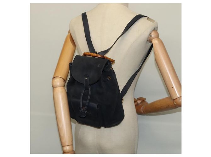 Bamboo Zaino GUCCI in pelle scamosciata blu navy e oro 003 1956 0030 Auth BA1984 D'oro - vista 23