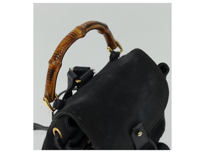 Bamboo Zaino GUCCI in pelle scamosciata blu navy e oro 003 1956 0030 Auth BA1984 D'oro - vista 6
